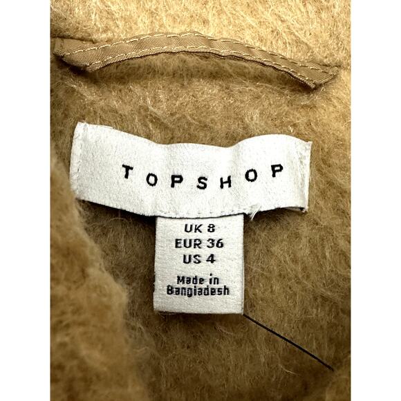 Topshop Shirt Jacket Belted Collared Long Sleeves Wool Blend Camel Tan W 4 NWT - Picture 9 of 10